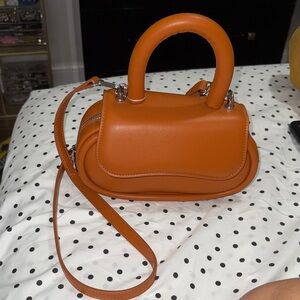 Structured Top-Handle Crossbody Bag in Rust